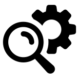 Magnifying glass and gear icon