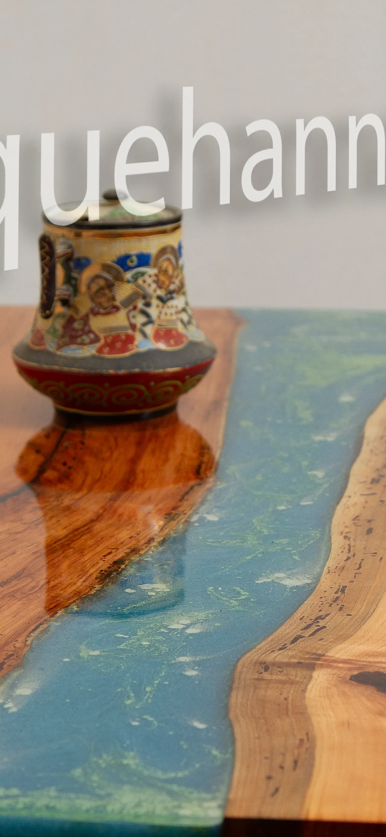 Live Edge Cherry w/ Aqua Epoxy Side Table
