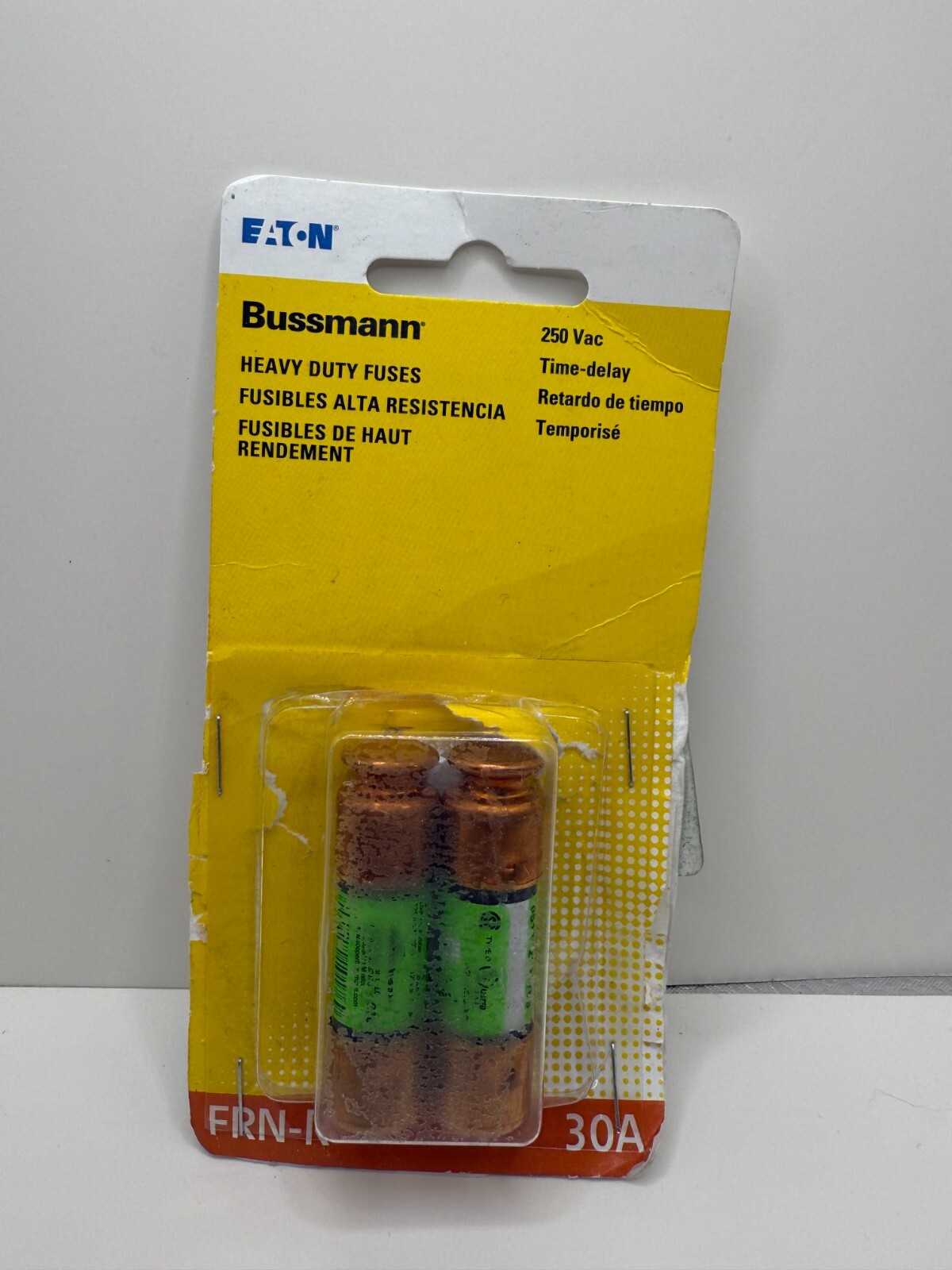 Lot of 2 Bussmann FRN-R-30 Fusetron 30A 250V Dual Element Cartridge Fuse